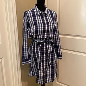 Draper James blue plaid shirt dress